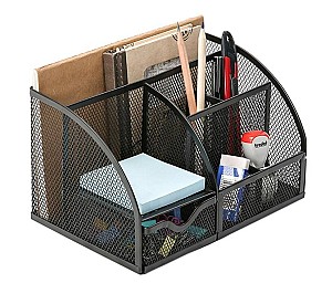 Подставка для бумаг Q-CONNECT KF17295, металлическая, 6 отделения, сетчетая, черная