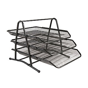 Suport pentru documente orizontal, 62001, 3 sectii, metalic, negru