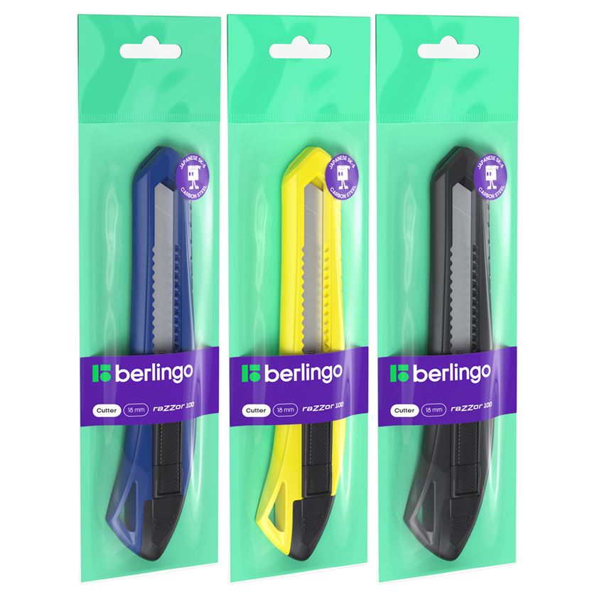 Cutter 18 mm Berlingo Razzor 100 push-lock, asortat
