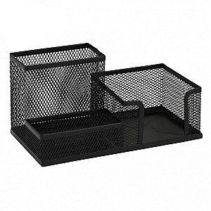 Suport de masa Z9058, cu 3 compartimente, metalic, plasa, neagra