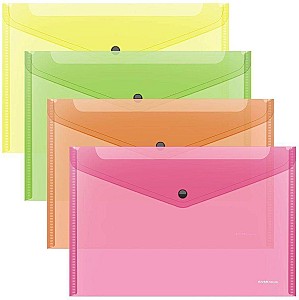Mapa-plic cu buton ErichKrause 59159 Glossy Neon A4, opac, asortat