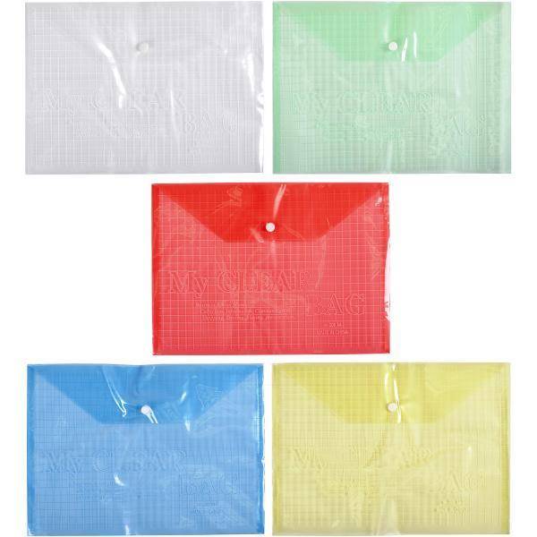 Папка-конверт на кнопке W209-16C, А4, ассорти