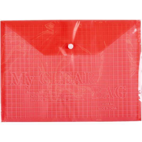 Папка-конверт на кнопке W209-16C, А4, ассорти