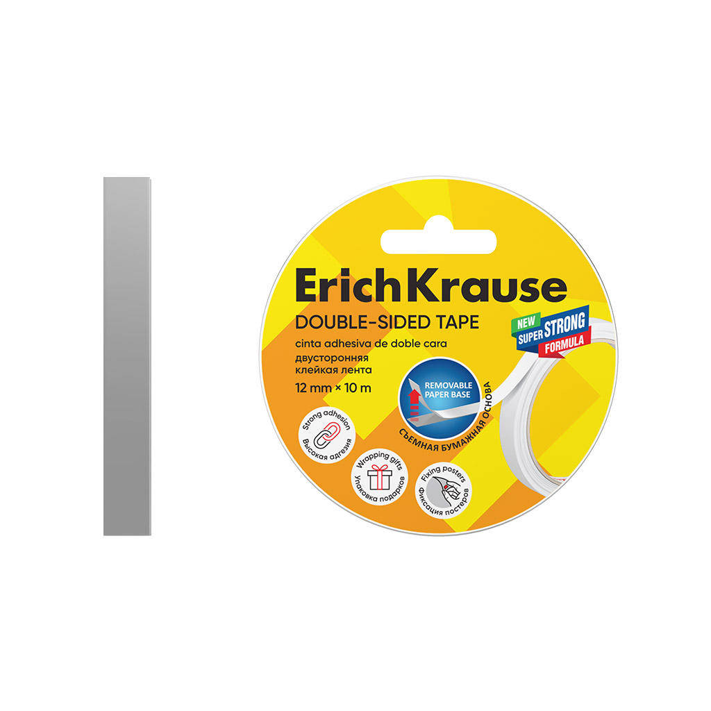 Скотч двухсторонний ErichKrause 12мм х 10м прозрачный 19447