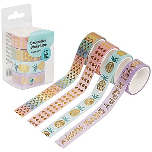 Banda adeziva decorativa Meshu 15mm x 3m 327292 Happy Days 4 bucati