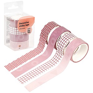 Banda adeziva decorativa Meshu 15mm x 3m 327286 Pink Waves 4 bucati