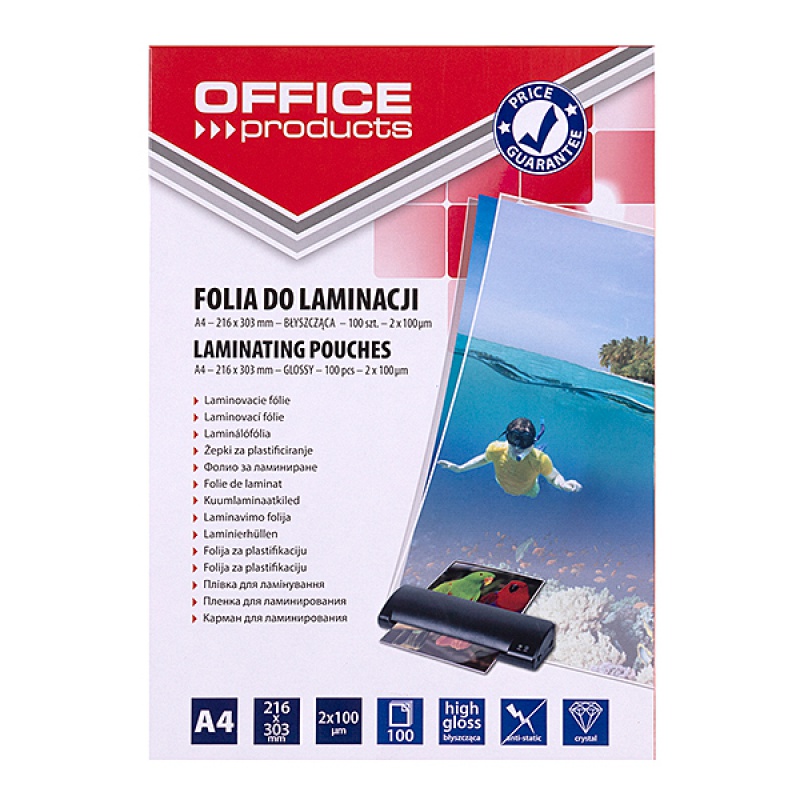 Pelicula pentru laminare Office Products A4 100 mkm 20325425-90 100 foi