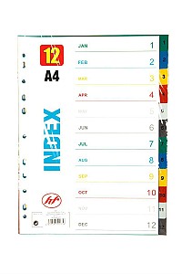 Разделитель N002, А4, цветной, с цифрами от 1 до 12