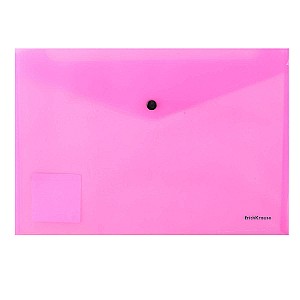 Mapa-plic cu buton ErichKrause 50306 Glossy Neon A4, roz
