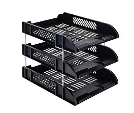 Suport pentru documente orizontal ST01261, 3 sectii, negru