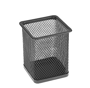 Suport pentru pixuri 804, patrat, metalic, plasa, negru