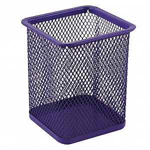 Suport pentru pixuri 804, patrat, metalic, plasa, violet