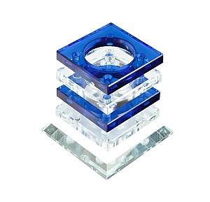 Suport pentru pixuri 1703 sticla, patrat, albastru