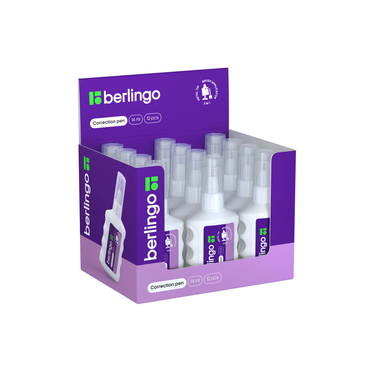 Корректор-карандаш Berlingo KR14005, 14 мл., металлический наконечник+кисть