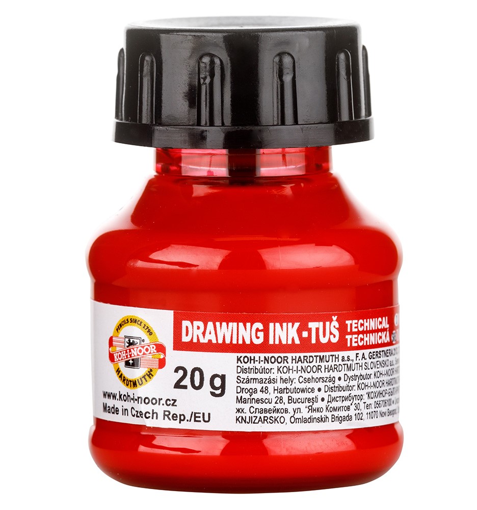Тушь чертежная Koh-I-Noor 1417004, 20 гр., красная