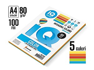 Hartie colorata IQ COLOR A4 Intensive RB-022 (80 gr/m2, 5 cul. x 20 foi)