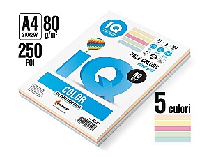 Hartie colorata IQ COLOR A4 Pastel RB-01 (80 gr/m2, 5 cul. x 50 foi)