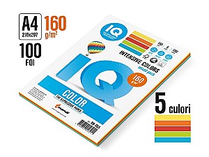 Hartie colorata IQ COLOR A4 Intensive RB-055 (160 gr/m2, 5 cul. x 20 foi)