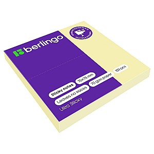 Hartie pentru notite cu lipici Berlingo LSn39100, 76x76 mm 100 foi pastel, galben