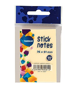 Hartie pentru notite cu lipici Centrum 80081, 51x76 mm, galbena, 100 foi
