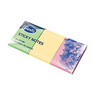 Hartie pentru notite cu lipici Forofis 91023, 38x50 mm, 80 foi, neon, asortat