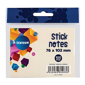Hartie pentru notite cu lipici Centrum 80083, 76x102 mm, galbena, 100 foi