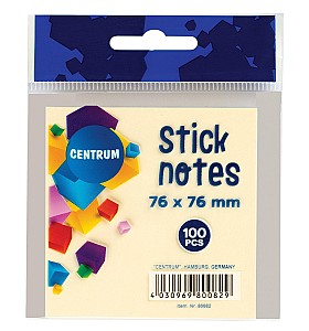 Hartie pentru notite cu lipici 80082, 76x76 mm, galben, 100 foi