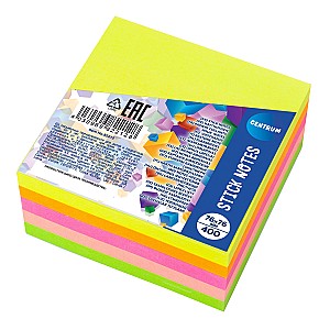 Бумага для заметок клейкая Centrum 82212, 76х76мм, 5 цветов, 100 листов