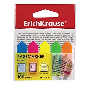 Index-uri cu lipici ErichKrause Neon Arrows 31178, 44x12mm, plastic, 5 culorix100foi