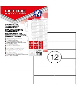 Etichete autoadezive A4 OFFICE PRODUCTS 12buc., 105x48mm, 100 foi