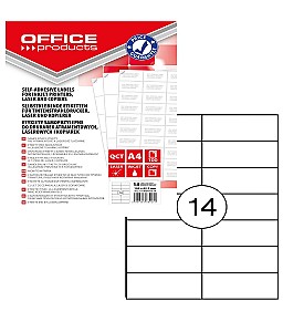 Etichete autoadezive A4 OFFICE PRODUCTS 14buc., 105x42,3mm, 100 foi