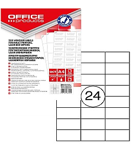 Etichete autoadezive A4 OFFICE PRODUCTS 24buc., 64,6x33,8mm, 100 foi