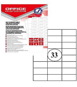 Etichete autoadezive A4 OFFICE PRODUCTS 33buc., 70x25,4mm, 100 foi