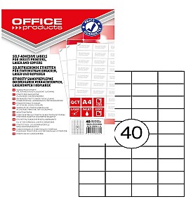Etichete autoadezive A4 OFFICE PRODUCTS 40buc., 48,5x25,4mm, 100 foi