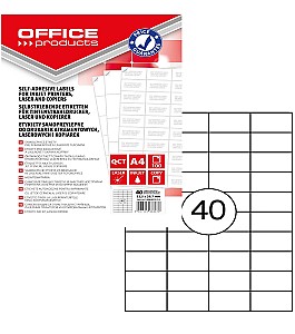 Etichete autoadezive A4 OFFICE PRODUCTS 40buc., 52,5x29,7mm, 100 foi