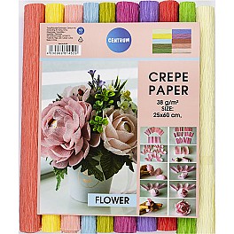 Set hartie creponata 25x60cm Centrum 81452, 10 cul.