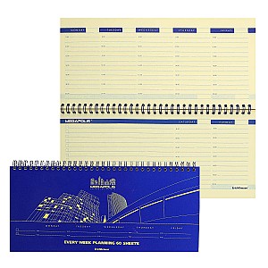 Planner saptaminal Megapolis nedatat, 135x290mm, 60 foi, 44410, albastru