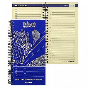 Planner saptaminal Megapolis nedatat, 107x205mm, 96 foi, 44407, albastru