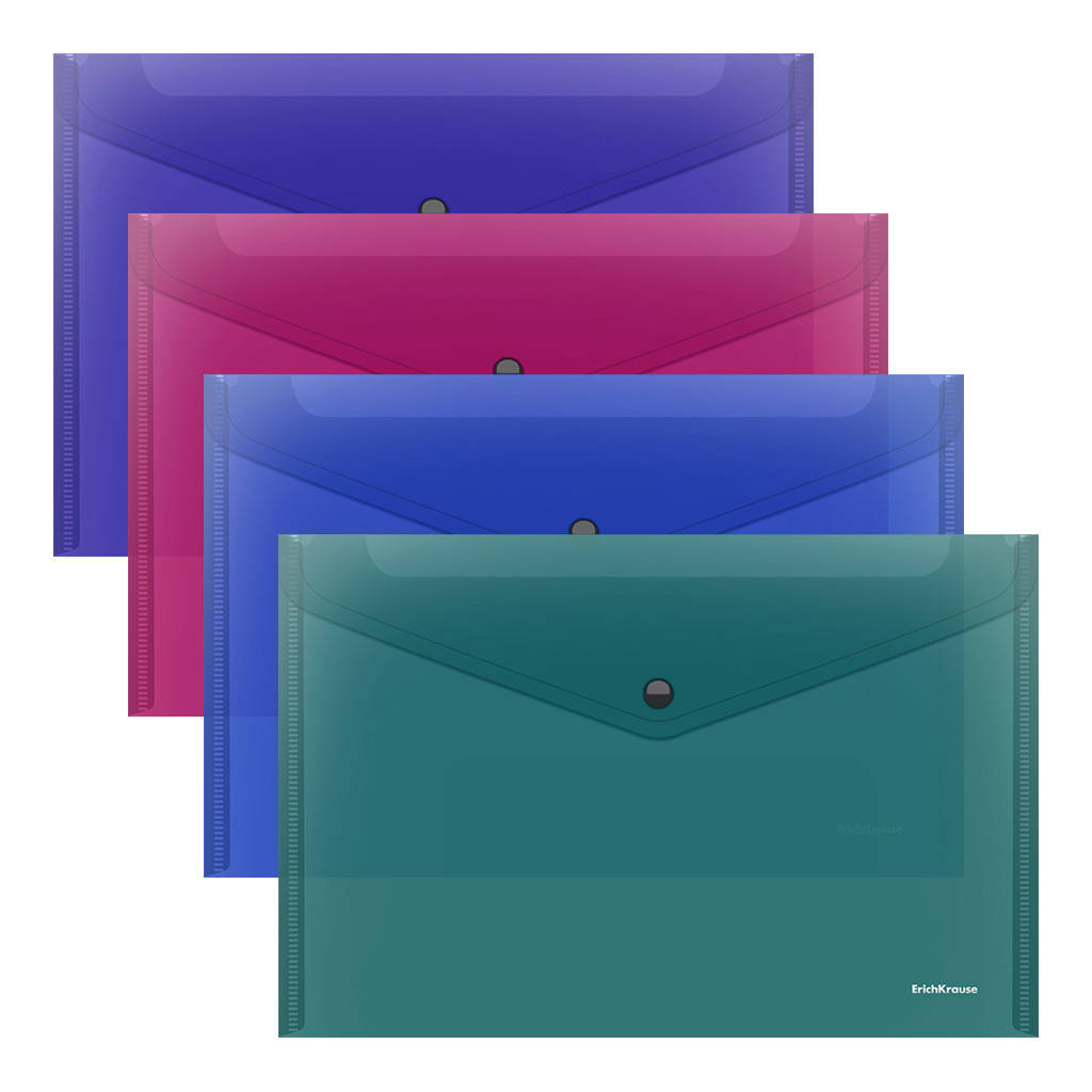 Папка-конверт на кнопке ErichKrause 59141 Fizzy Vivid A4 ассорти