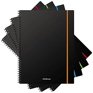 Caiet A4 ErichKrause Accent 53142, 80 foi, patratele, in asortiment, A4, coperta plastic cu elastic