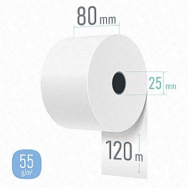 Role termo pentru imprimante termice 80mm x 120m 55gr