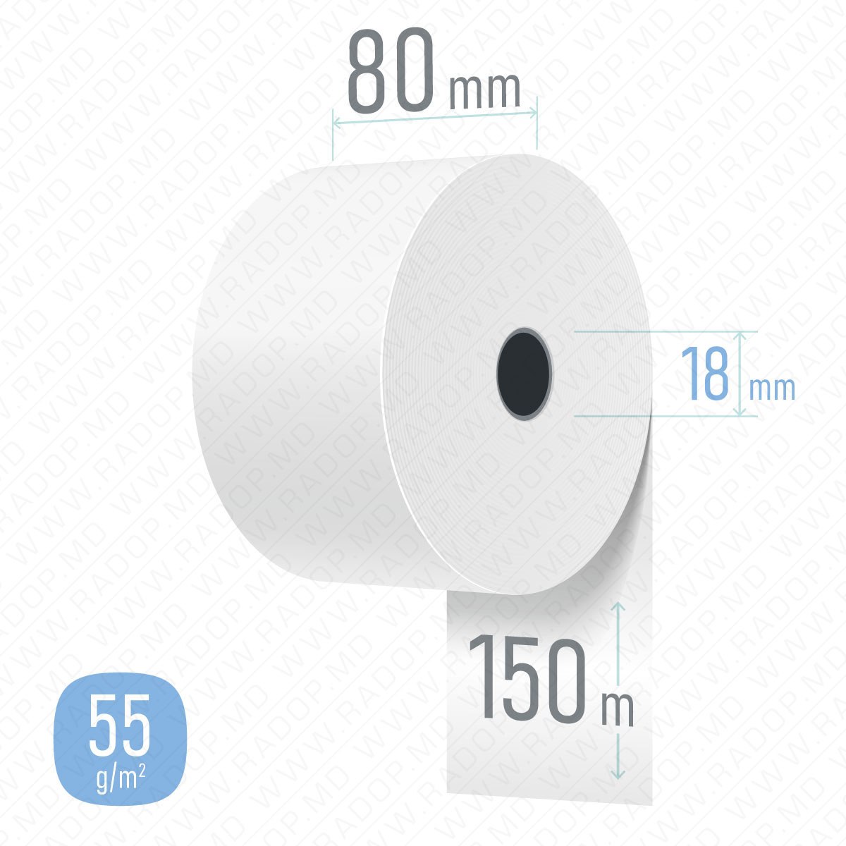 Role termo pentru imprimante termice 80mm x 150m 55gr