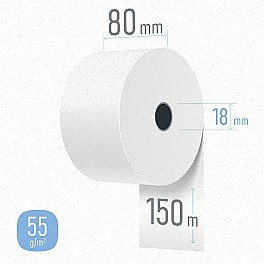 Role termo pentru imprimante termice 80mm x 150m 55gr