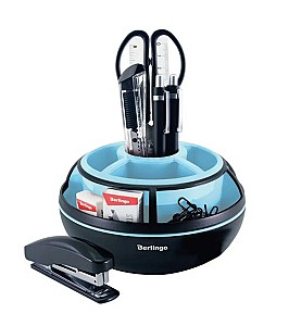 Set de masa rotativ Berlingo MOn09116, 9 elemente, negru-albastru deschis