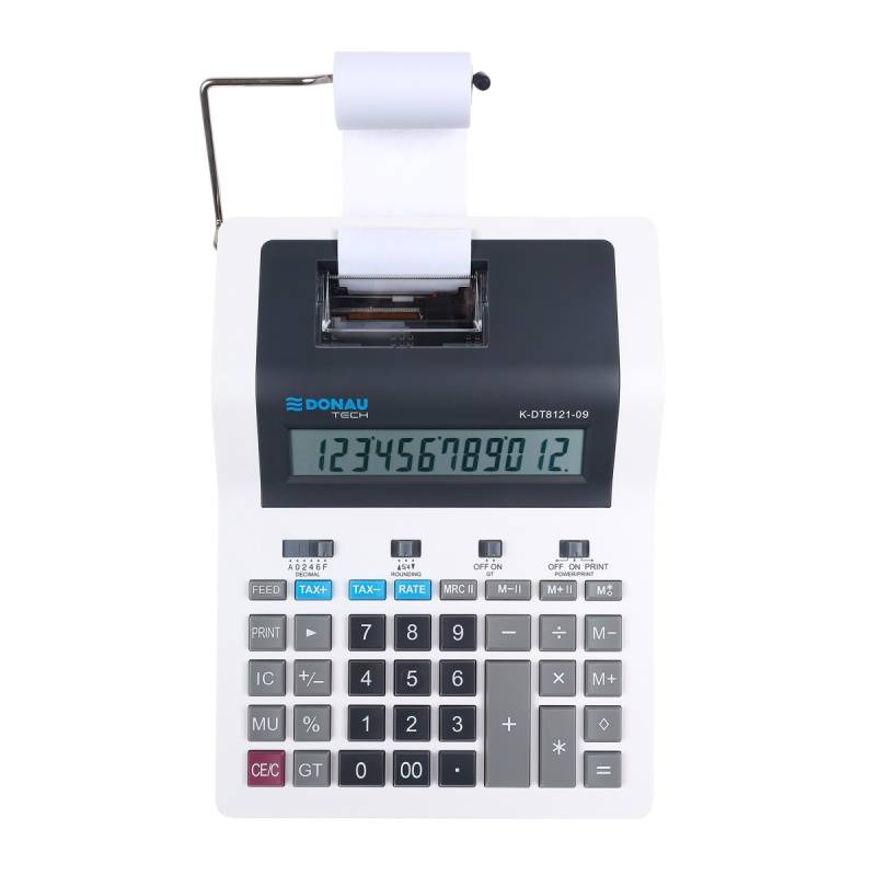 Calculator cu printare DONAU TECH K-DT8121-09, 12 digits, alb