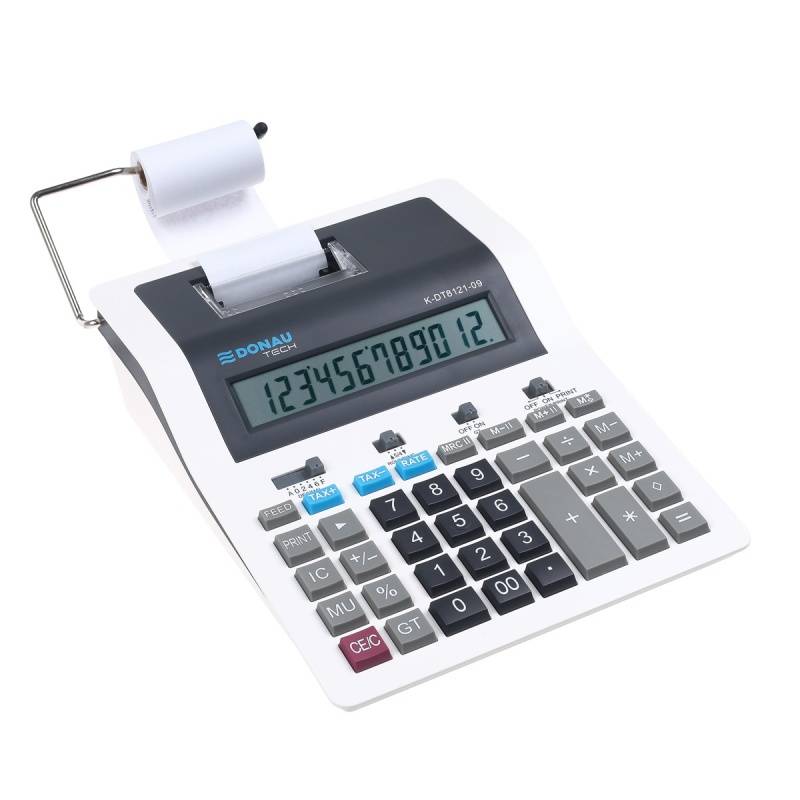 Calculator cu printare DONAU TECH K-DT8121-09, 12 digits, alb