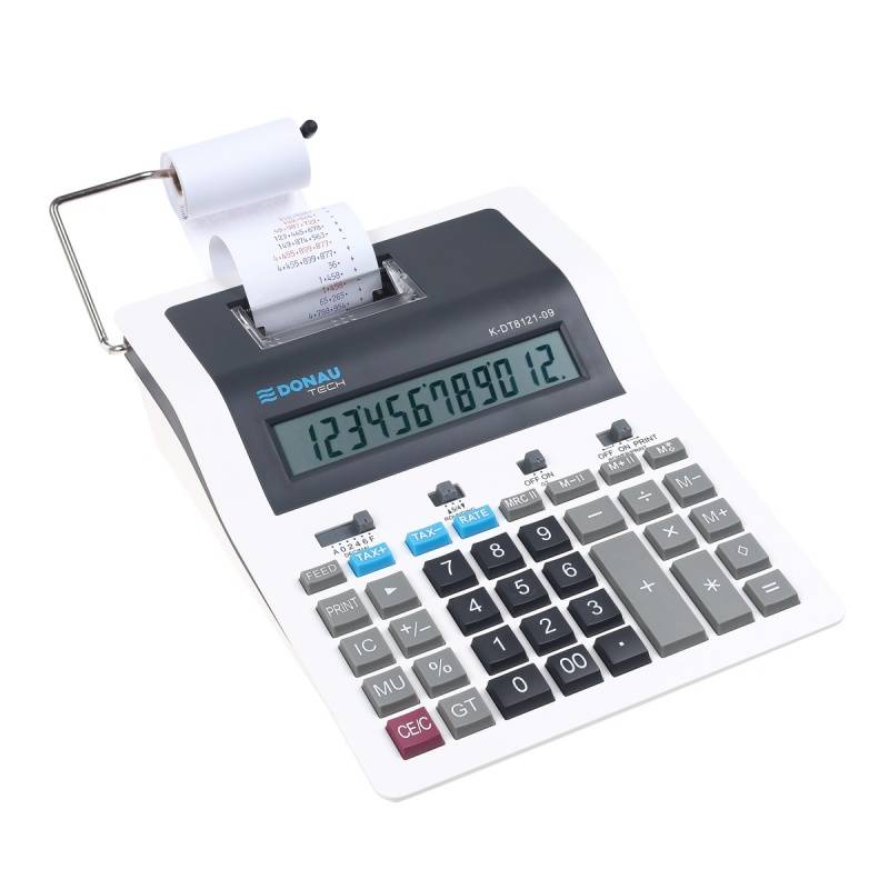 Calculator cu printare DONAU TECH K-DT8121-09, 12 digits, alb
