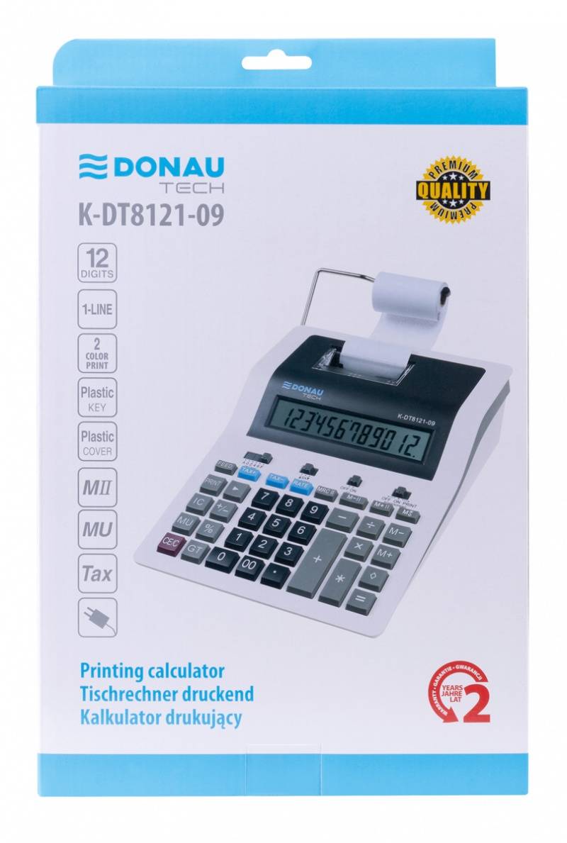Calculator cu printare DONAU TECH K-DT8121-09, 12 digits, alb