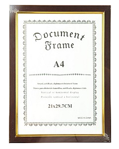 Rama foto A4 HH0010 cafeniu inchis, cu margine aurita