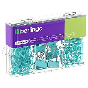 Set accesorii mici pentru birou Berlingo MCN12000D, 120 piese, albastru deschis